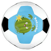 かわいい幸せそうなスイカの漫画 サッカーボール (回転)