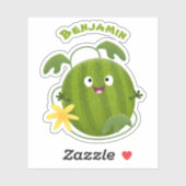 かわいい幸せそうなスイカの漫画 シール (シート)