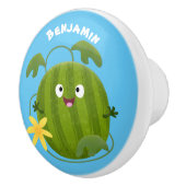 かわいい幸せそうなスイカの漫画 セラミックノブ (右)