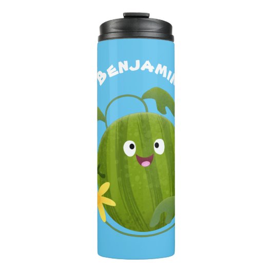 かわいい幸せそうなスイカの漫画 タンブラー (正面)