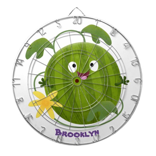 かわいい幸せそうなスイカの漫画 ダーツボード (正面)