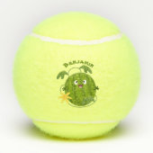 かわいい幸せそうなスイカの漫画 テニスボール (裏面)