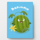 かわいい幸せそうなスイカの漫画 フォトプラーク (正面)