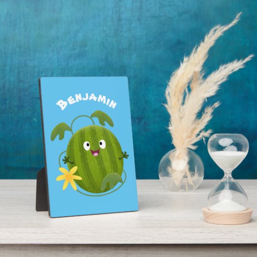 かわいい幸せそうなスイカの漫画 フォトプラーク (側面)