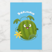 かわいい幸せそうなスイカの漫画 フードラベル (シングルラベル)