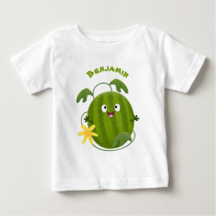 かわいい幸せそうなスイカの漫画 ベビーTシャツ