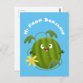 かわいい幸せそうなスイカの漫画 ポストカード (正面/裏面)