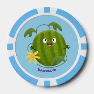 かわいい幸せそうなスイカの漫画 ポーカーチップ