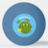 かわいい幸せそうなスイカの漫画 卓球ボール (裏面)