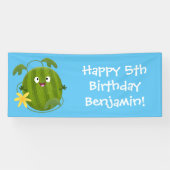 かわいい幸せそうなスイカの漫画 横断幕 (横)