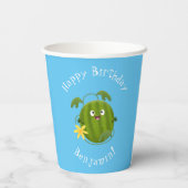 かわいい幸せそうなスイカの漫画 紙コップ (裏面)