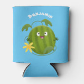 かわいい幸せそうなスイカの漫画 缶クーラー (正面)