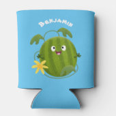 かわいい幸せそうなスイカの漫画 缶クーラー (裏面)