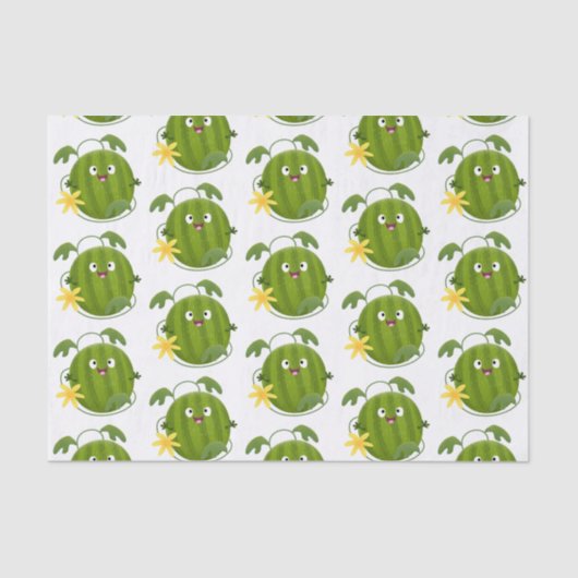 かわいい幸せそうなスイカの漫画 薄葉紙 (正面)