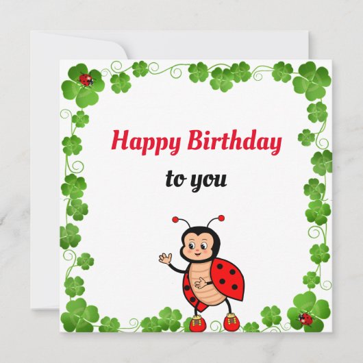 かわいい幸せなてんとう虫の誕生日カード (正面)