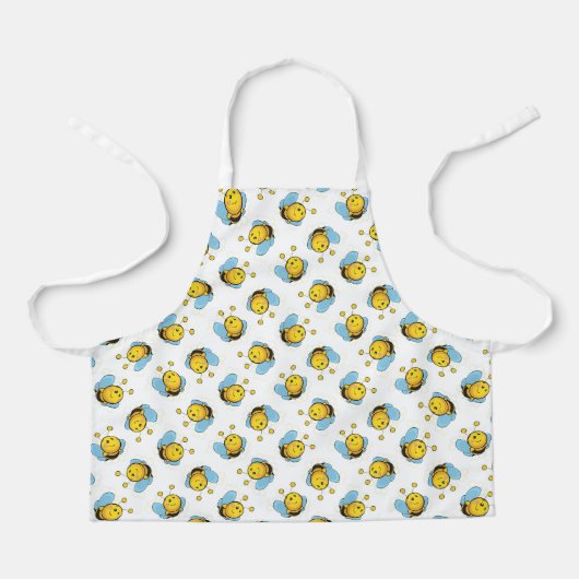 かわいい幸せなのまわりにパターン白 エプロン (正面)
