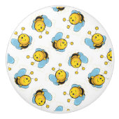 かわいい幸せなのまわりにパターン白 セラミックノブ (正面)