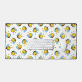 かわいい幸せなのまわりにパターン白 デスクマット (キーボード&マウス)