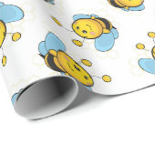 かわいい幸せなのまわりにパターン白 ラッピングペーパー (ロールコーナー)