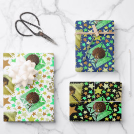 かわいい幸せなアフリカ系アメリカ人の少年たち ラッピングペーパーシート