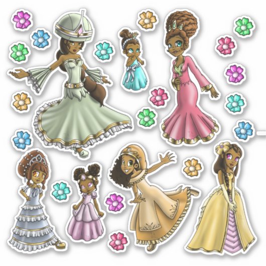 かわいい幸せなアフリカ系アメリカ人プリンセス シール (正面)