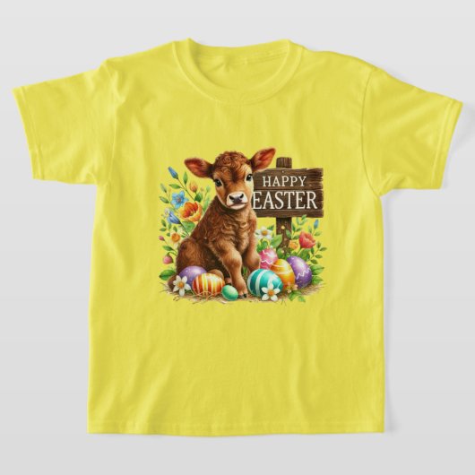 かわいい幸せなイースターカウ Tシャツ (レイダウン)