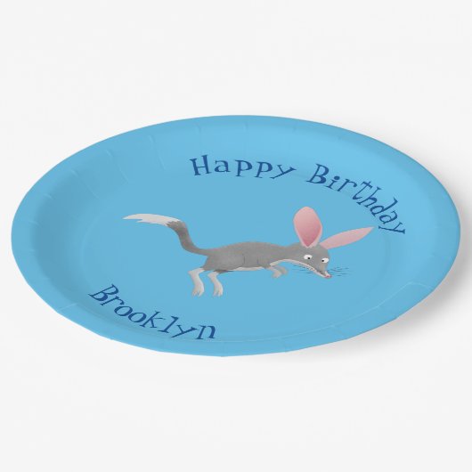 かわいい幸せなオーストラリアのビルビーパーソナライズされた誕生日 ペーパープレート (アングル)