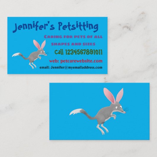 かわいい幸せなオーストラリアのビルビー漫画 名刺 (正面/裏面)