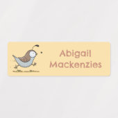 かわいい幸せなカリフォルニアウズラの漫画パーソナライズされた ラベル (デザイン2)