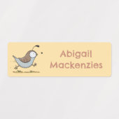 かわいい幸せなカリフォルニアウズラの漫画パーソナライズされた ラベル (デザイン1)