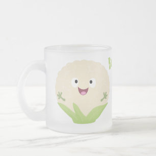 かわいい幸せなカリフラワーの野菜のキャラクター フロストグラスマグカップ
