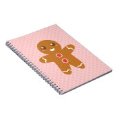 かわいい幸せなクリスマスジンジャーブレッドマンピンク ノートブック (右側)