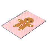 かわいい幸せなクリスマスジンジャーブレッドマンピンク ノートブック (左側)