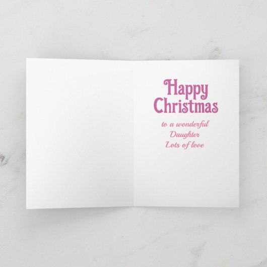 かわいい幸せなクリスマスドーターピンク冬のマウス シーズンカード (内部)