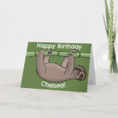 かわいい幸せなコアラが竹の幹にぶら下がっている漫画の誕生日 カード (正面)