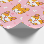 かわいい幸せなコルギー犬のシームレスパターン ラッピングペーパー (角)