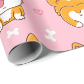かわいい幸せなコルギー犬のシームレスパターン ラッピングペーパー (ロールコーナー)
