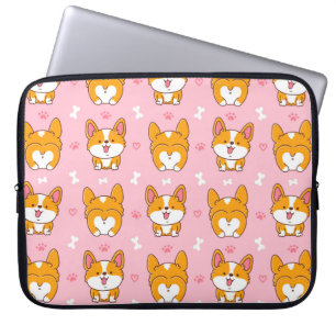 かわいい幸せなコルギー犬のシームレスパターン ラップトップスリーブ