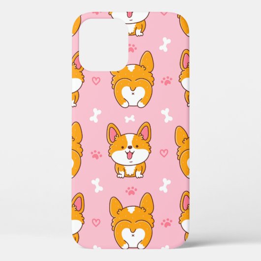 かわいい幸せなコルギー犬のシームレスパターン Case-Mate iPhoneケース (裏面)