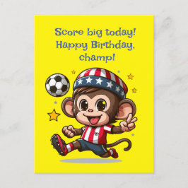 かわいい幸せなサルサッカー選手カード ポストカード