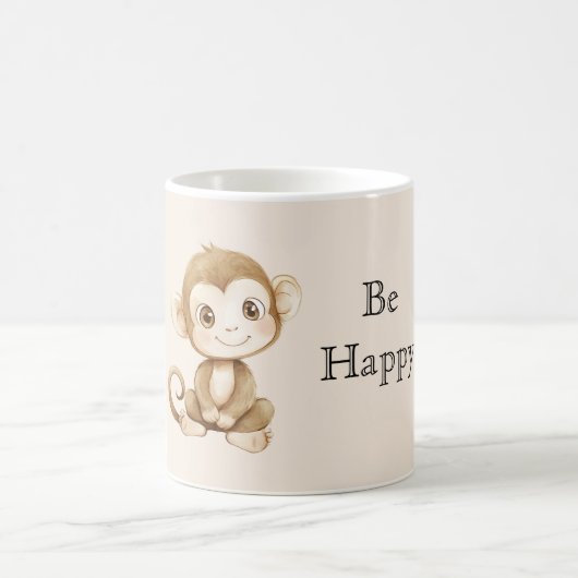 かわいい幸せなサル コーヒーマグカップ (中央)
