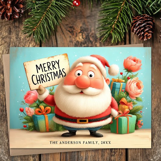 かわいい幸せなサンタメリークリスマス シーズンカード