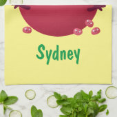 かわいい幸せなザクロのフルーツマンガ キッチンタオル (折り畳み)