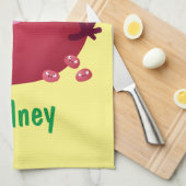 かわいい幸せなザクロのフルーツマンガ キッチンタオル (四つ折り)