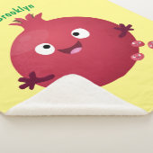 かわいい幸せなザクロのフルーツマンガ シェルパブランケット (3/4)