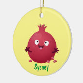 かわいい幸せなザクロのフルーツマンガ セラミックオーナメント (左)