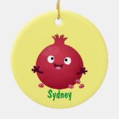 かわいい幸せなザクロのフルーツマンガ セラミックオーナメント (裏面)