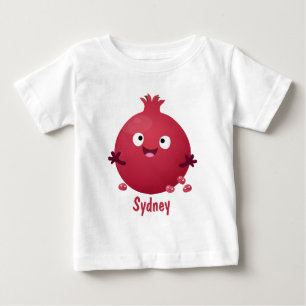 かわいい幸せなザクロのフルーツマンガ ベビーTシャツ