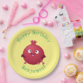 かわいい幸せなザクロのフルーツマンガ ペーパープレート (パーティー)