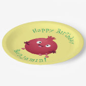 かわいい幸せなザクロのフルーツマンガ ペーパープレート (アングル)